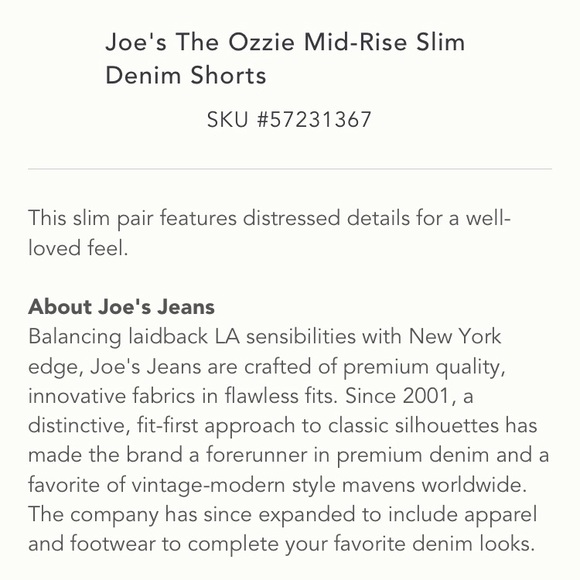 Joe’s Jeans The Ozzie Distressed Denim Cut-off Shorts 32 - Picture 2 of 4